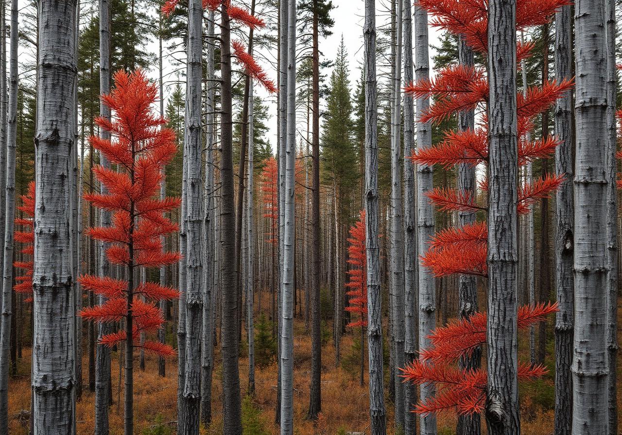 Spruce bark beetle damaged trees in Alaska